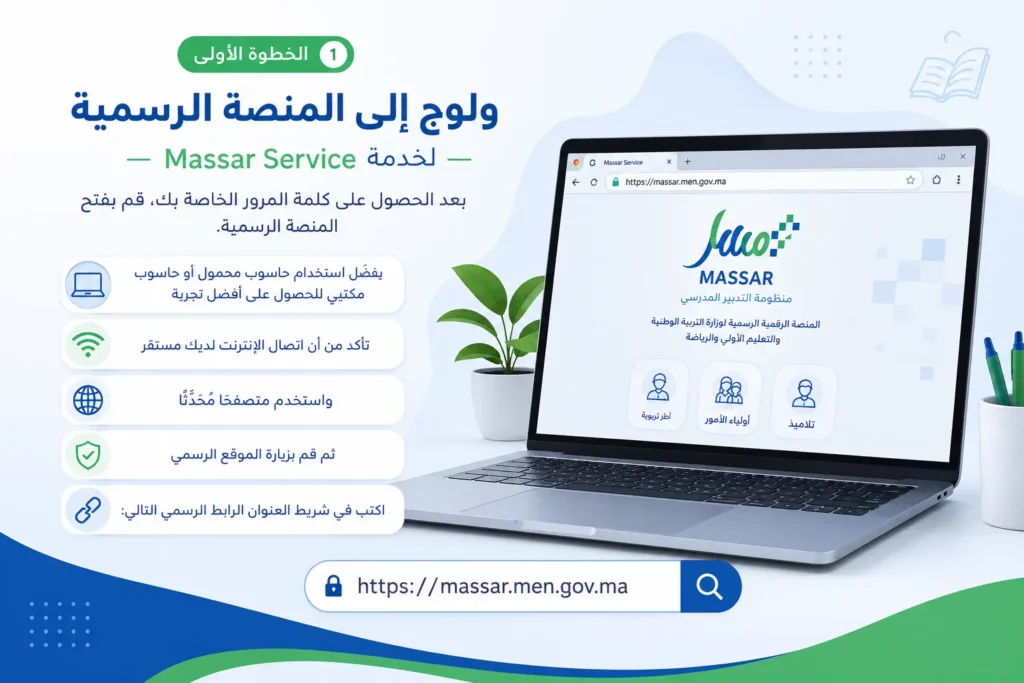 ولوج إلى المنصة الرسمية لخدمة Massar Service